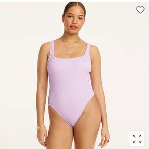 NWT J. Crew Textured squareneck one-piece in dusty mauve